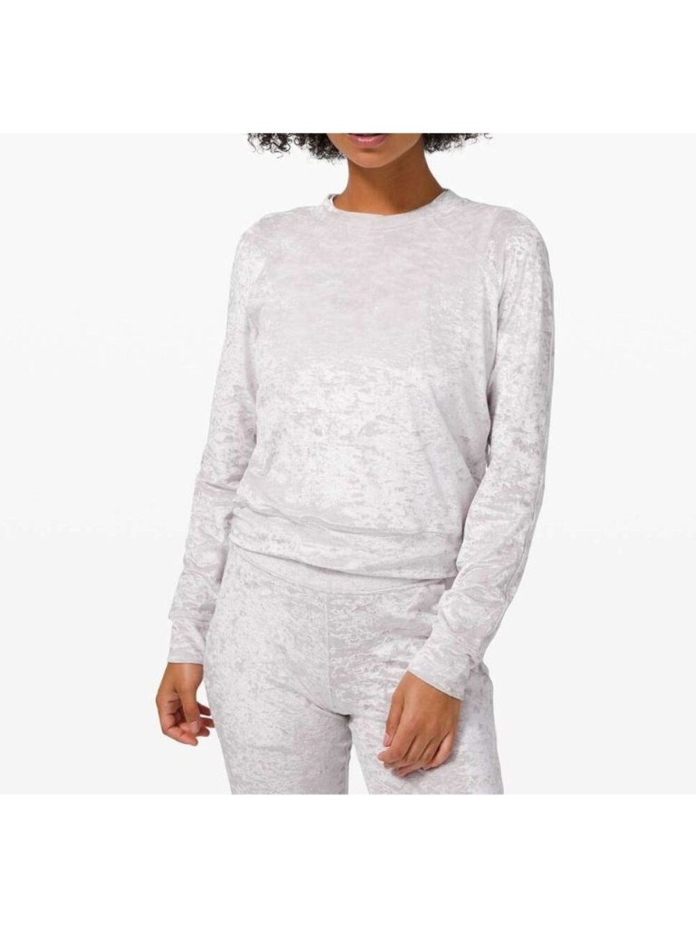 Lululemon Crushed Velvet Long Sleeve Crewneck Sweatshirt Chrome Size 10